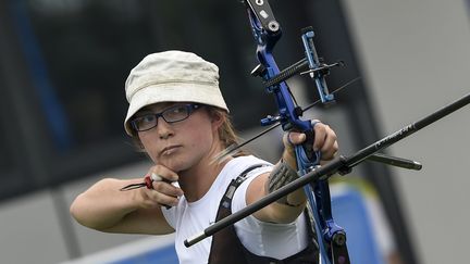 Mélanie&nbsp;Gaubil, archère française médaillée d'argent aux Jeux olympiques de la jeunesse en 2014, en Chine à Nanjing.&nbsp; (MAXPPP)