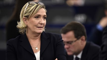 La présidente du Front national Marine Le Pen au Parlement européen, à Strasbourg, le 17 janvier 2016. (FREDERICK FLORIN / AFP)