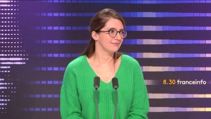 Aurore Bergé, présidente du groupe Renaissance à l'Assemblée nationale et députée des Yvelines, sur franceinfo, lundi 6 février 2023. (FRANCEINFO / RADIOFRANCE)