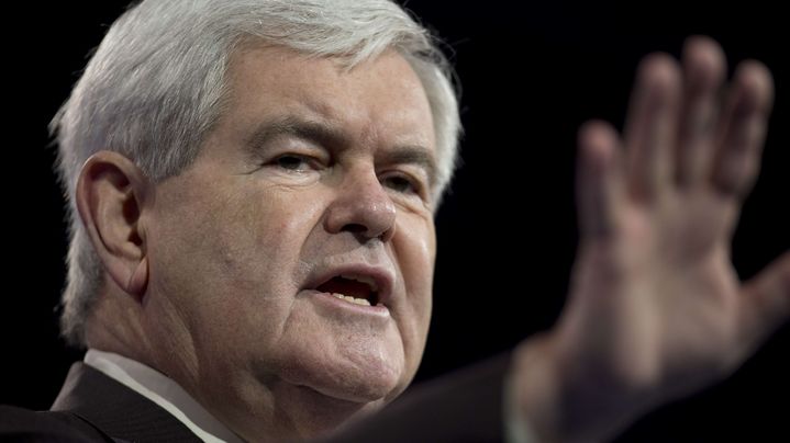 L'ancien porte-parole r&eacute;publicain de la Maison Blanche, Newt Gingrich, le 16 mars 2013 &agrave; National Harbor (Maryland, Etats-Unis). (CAROLYN KASTER / AP / SIPA)