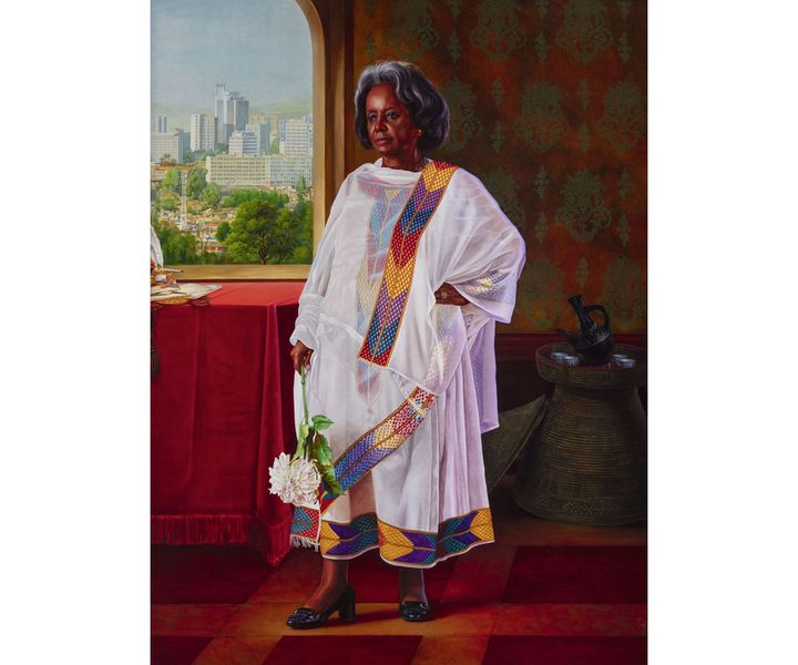 Kehinde Wiley, Portrait de Sahle-Work Zwde, présidente de l'Ethiopie (Photo Tanguy Beurdeley © Courtesy the artist and TEMPLON, Paris-Brussels-New York)