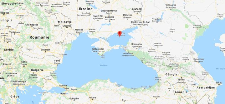 La mer d'Azov est située entre la Crimée, annexée par la Russie, et l'est de l'Ukraine. (GOOGLE MAPS)