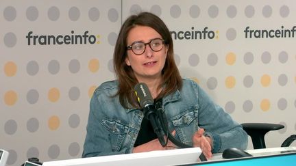 Marine Tondelier, secrétaire nationale d'EELV, était invitée le 12 octobre 2023 sur franceinfo. (FRANCEINFO / RADIO FRANCE)