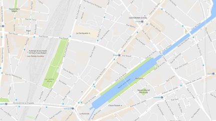 Quelque 250 migrants&nbsp;ont été évacués dans le calme par les forces de l'ordre, mardi 2 août 2016 à Paris, alors qu'ils commençaient à reconstituer un campement. (GOOGLE MAPS)