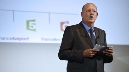 R&eacute;my Pflimlin, PDG de France T&eacute;l&eacute;visions, lors d'une conf&eacute;rence de presse, &agrave; Paris, le 26 ao&ucirc;t 2014. (MARTIN BUREAU / AFP)