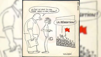 Le 45 tours autorpoduit de «&nbsp;La Révolution&nbsp;» d’Évariste, avec sa pochette dessinée par Wolinski.  (DR)