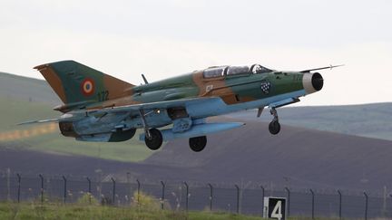 Un avion de chasse de type MIG 21 de l'arm&eacute;e roumaine, le 10 avril 2014 en Roumanie. L'Etat islamique s'est empar&eacute; d'avions du m&ecirc;me type en Syrie. (BOGDAN CRISTEL / REUTERS)