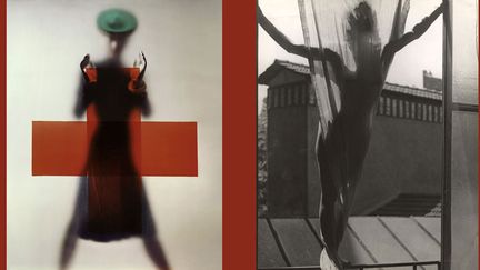 Erwin Blumenfeld - A gauche "Soutenez la Croix-Rouge", variante de la photographie de couverture de Vogue US, 15 mars 1945, Collection Henry Blumenfeld - A droite, Marguerite von Sivers sur le toit du studio 9, rue Delambre, Paris 1937, collection Yvette Blumenfeld Deorges Deeton / Art+ Commerce, New York, Gallery Kicken Berlin, Berlin
 (The Estate of Erwin Blumenfeld)