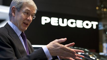 Philippe Varin, PDG du groupe PSA, &agrave; Gen&egrave;ve (Suisse),&nbsp;le 7 mars 2012. (FABRICE COFFRINI / AFP)