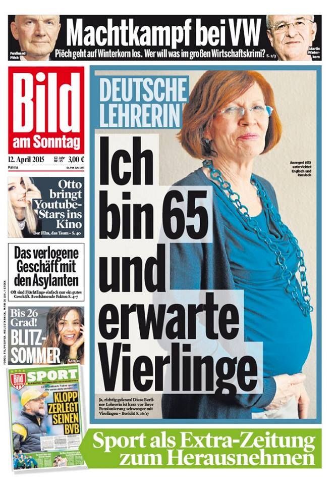 La une du quotidien allemand Bild, le 12 avril 2015. (BILD)