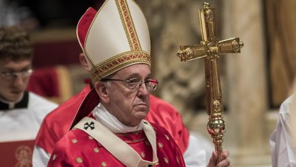 Le pape François, le 15 mai 2016, à la basilisque Saint-Pierre au Vatican. (GIUSEPPE CICCIA / NURPHOTO / AFP)