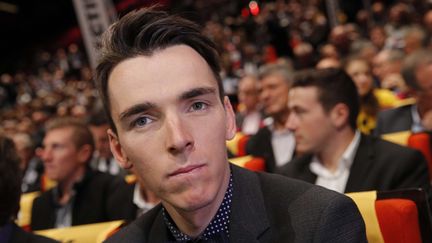 Le coureur cycliste Romain Bardet lors de la présentation du tracé du Tour de France 2017, le 18 octobre 2016 au Palais des Congrès à Paris (CHRISTOPHE ENA/AP/SIPA / AP)