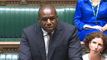 Le ministre britannique des affaires étrangères, David Lammy, lors de sa déclaration sur les ventes d'armes à Israël, le 2 septembre 2024. (AFP PHOTO / PRU)