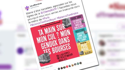 L'association Les effronté·es a lancé avec le collectif Nous Toutes le hashtag #BalanceTonMétro sur les réseaux sociaux, le 24 avril 2019. (CAPTURE D'ECRAN TWITTER)