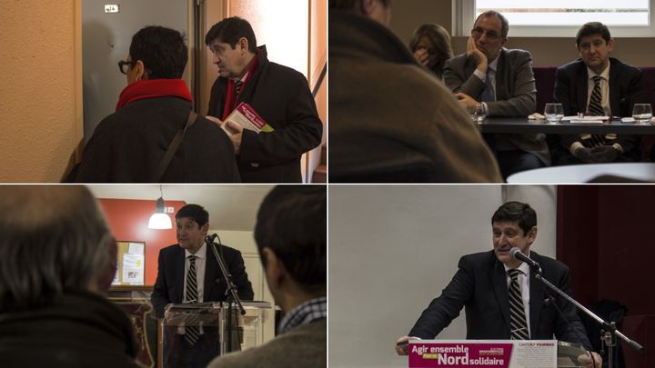 Le ministre de la Ville, de la Jeunesse et des Sports, Patrick Kanner, en campagne pour les d&eacute;partementales &agrave; Lille, Maubeuge, Feignies et Fourmies (Nord), le 14 mars 2015. (MATHIEU DEHLINGER / FRANCETV INFO)