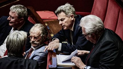 Fabien Roussel et les députés du groupe de la Gauche démocrate et républicaine, lors de la séance de questions au gouvernement à l'Assemblée nationale le 11 avril 2023 (ANTONIN BURAT / LE PICTORIUM / MAXPPP)