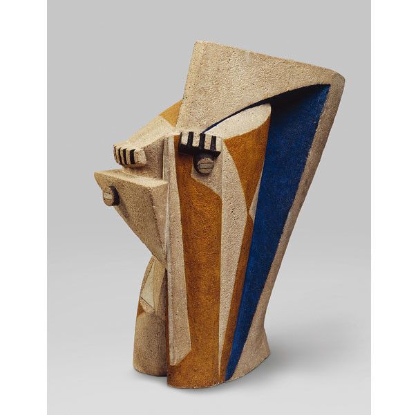 Henri Laurens, "Tête", 1918-1919, pierre polychromée, Centre Pompidou, Musée national d'art moderne, Paris
 (Centre Pompidou, MNAM-CCI/Adam Rzepka/ Dist. RMN-GP © ADAGP, Paris 2018)