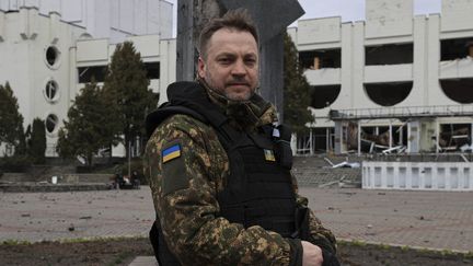 Le ministre de l'Intérieur ukrainien, Denys Monastyrsky, à Kiev, le 6 avril 2022. (METIN AKTAS / ANADOLU AGENCY / AFP)