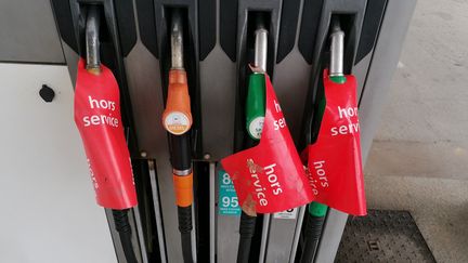 Pénurie de carburant dans les stations essence, à Périgueux, le 8 octobre 2022 (Photo d'illustration). (LISA GUINIC/RADIO FRANCE)