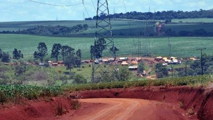 Campement de paysans sans terre, installés près d'un champ de soja appartenant à un propriétaire brésilien à Nacunday, à l'est du Paraguay (15-11-2011) (AFP - Norberto Duarte )