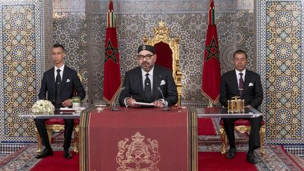 Le roi du Maroc, Mohammed VI, lors d'un discours à l'occasion des 20 ans de son accession au pouvoir, le 29 juillet 2019 à Tétouan (Maroc). (AFP)