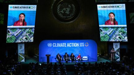 L'activiste écologiste Greta Thunberg s'exprime au sommet sur le climat de l'ONU, le 23 septembre 2019 à New York. (GETTY IMAGES)