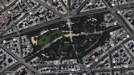 Vue aérienne du parc Monceau, à Paris, le 28 mai 2016. (GOOGLE MAPS)