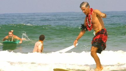 Joël de Rosnay lors du Biarritz Surf Festival le 12 juillet 2003 (DANIEL VELEZ / AFP)