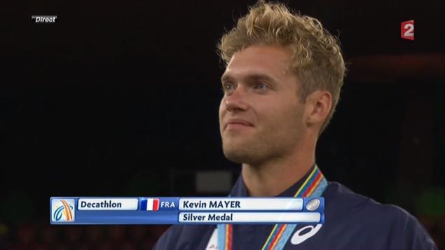 &nbsp; (Kevin Mayer, médaillé d'argent du décathlon © Capture d'écran France 2)