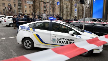 Une voiture de la police ukrainienne, à Kiev, le 23 mars 2017.&nbsp; (SPUTNIK)