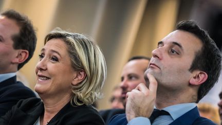 Marine Le Pen et Florian Philippot, côte à côte pendant la campagne présidentielle, se parlent à présent par médias interposés (illustration) (MAXPPP)