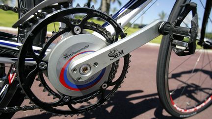 Un pédalier d'un vélo de course. Photo d'illustration. (ERIC ESTRADE / AFP)