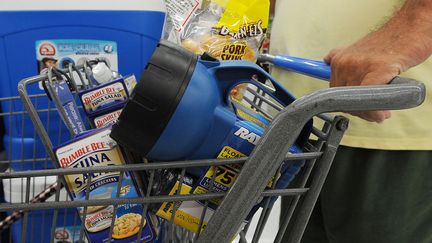 Si certains ont pris les choses avec nonchalance, d'autres, moins optimistes ont d&eacute;valis&eacute; les magasins pour faire le plein de piles, lampes torches et conserves. (ROBYN BECK / AFP)