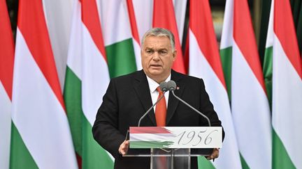 Le Premier ministre hongrois, Viktor Orban, prononce un discours à Zalaegerszeg (Hongrie), le 23 octobre 2022. (ATTILA KISBENEDEK / AFP)