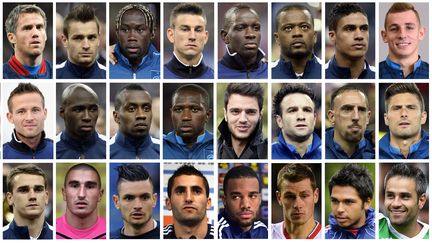 Didier Deschamps a annonc&eacute; sa liste de 23 joueurs et sept r&eacute;servistes pour la Coupe du monde au Br&eacute;sil, mardi 13 mai 2014. (AFP)