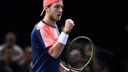 Le Français Lucas Pouille lors du BNB Paribas Masters de Paris. (MIGUEL MEDINA / AFP)