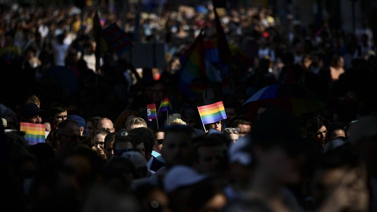 A pride march in Budapest (Hungary), July 24, 2021. (ANNA SZILAGYI / AP / SIPA)