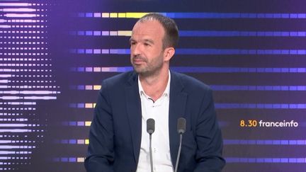 Manuel Bompard, député des Bouches-du-Rhône, coordinateur de La France insoumise, était mardi 21 mars l’invité du 8h30 franceinfo. (FRANCEINFO / RADIOFRANCE)