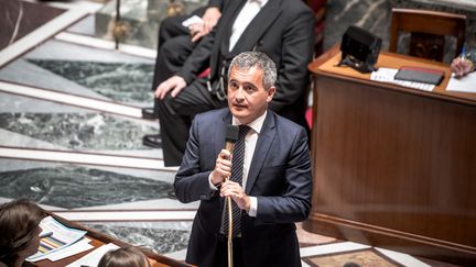 Gérald Darmanin, le 27 juin 2023, lors de la séance de questions au gouvernement, le 27 juin 2023, à Paris. (ARTHUR N. ORCHARD / HANS LUCAS / AFP)