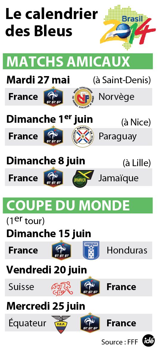 &nbsp; (Le calendrier des Bleus jusqu'à la Coupe du monde © IDE)