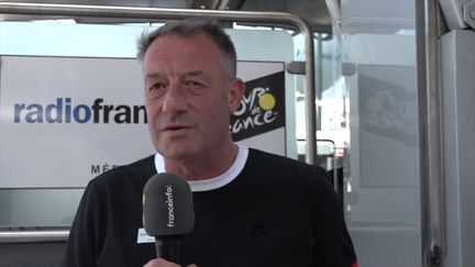 Jean-François Bernard, consultant cyclisme de franceinfo, le 8 juillet 2019 (ROMAIN LUQUIENS / RADIO FRANCE)