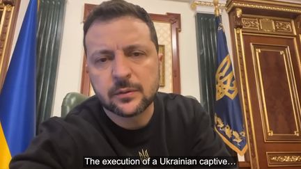 Message posté par Volodymyr Zelensky mercredi 12 avril où il dénonce une vidéo montrant la décapitation d'un prisonnier ukrainien présumé. (CAPTURE D'ECRAN)