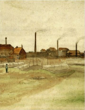 Mine de charbon dans le Borinage, Vincent van Gogh. Couleur pour aquarelle.
 (Musée de Van Gogh,  Amsterdam,)