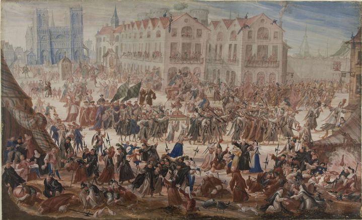 Procession en faveur de Jacques Clément devant Notre-Dame. Anonyme. Musée Carnavalet, Histoire de Paris (CCO / PARIS MUSEES / MUSEE CARNAVALET)