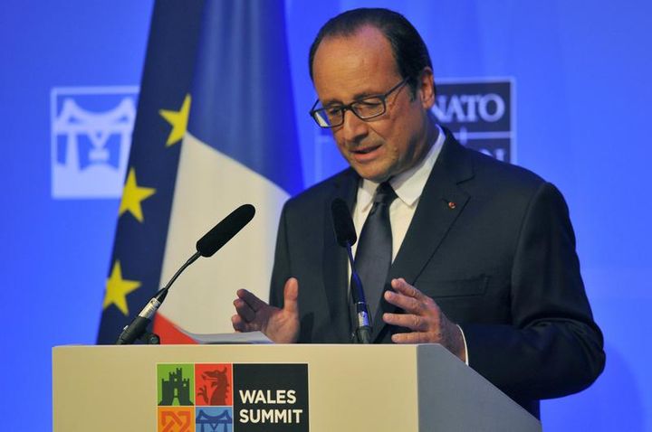 François Hollande lors du dernier jour du sommet de l'Otan au Celtic Manor resort, près de Newport (pays de Galles, Royaume-Uni), le 5 septembre 2014.&nbsp; (REBECCA NADEN / X03075)