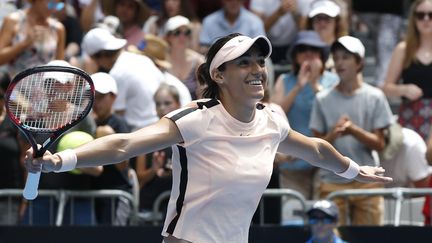 La Française Caroline Garcia après sa victoire au troisième tour de l'Open d'Australie de tennis, le 20 janvier 2018 à Melbourne, contre la Biélorusse Aliaksandra Sasnovich. (TORU HANAI / REUTERS)