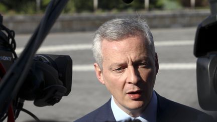 Le ministre de l'Economie et des Finances, Bruno Le Maire, répond aux questions des journalistes à Sofia (Bulgarie), le 27 janvier 2018. (PLAMEN STOIMENOV / EUROPEAN COUNCIL PRESS SERVICE)