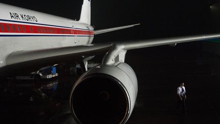 Un avion &agrave; l'a&eacute;roport de&nbsp;Pyongyang (Cor&eacute;e du Nord), le 24 juillet 2013.&nbsp;Merrill Newman, un Am&eacute;ricain, a &eacute;t&eacute; arr&ecirc;t&eacute; juste avant le d&eacute;part de son avion pour P&eacute;kin le 26 octobre 2013, selon son &eacute;pouse. (ILIYA PITALEV / RIA NOVOSTI / AFP)