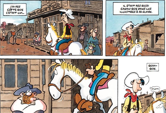 Une planche extraite de "Choc-Boys", l'hommage de l'auteur de BD allemand Ralf König au personnage de Lucky Luke qu'il a beaucoup lu dans son enfance. (LUCKY COMICS)