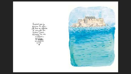 &quot;Pendant que je dessine la mer, elle trie ses affaires et remplit ses cartons pour emmener sa vie ailleurs&quot;. Saint-Malo 10 octobre 2010
 (Zep / Editions Gallimard)